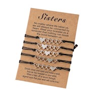Set x 5 pulseras plateadas corazones para mejores amigas o hermanas