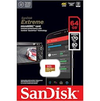 MEMORIA MICRO SD SANDISK EXTREME 64GB UHS-I CARD U3 A2 170MBPS