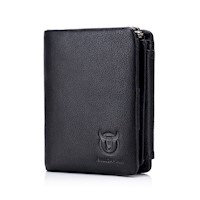 BullCaptain - Billetera de Cuero Mate QB-02-BK Negro