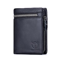 BullCaptain - Billetera de Cuero Mate QB-03-BK Negro