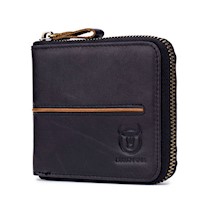 BullCaptain - Billetera de Cuero Mate QB-042-BK Negro
