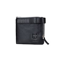 BullCaptain - Monedero de Cuero Mate QB-059-BK Negro