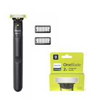 COMBO PHILIPS AFEITADORA ONEBLADE QP1424 + REPUESTO CUCHILLAS