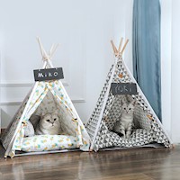 Cama Tipi para Mascotas - Diseño Triangulos Grises