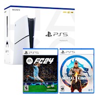 Consola PS5 Slim Con Lector De Discos + Ea Sports Fc 24 + Mortal Kombat 1