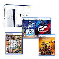 Consola PS5 Slim Disco + Astro Bot + Gran Turismo 7 + Gta 5 + MK 11 Ultimate