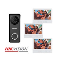 Kit Videoportero Analógico Hikvision DS-KIS213 HD 2 Pantallas 7 pulgadas IP65
