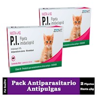 Pack x2 Pipeta Antiparasitario Antipulgas P.I. Gato 4 kg