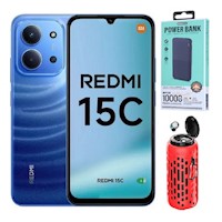 Xiaomi Redmi 15C 4G 256GB 4+4GB Azul + Powerbank 10000mAh +  Parlante Bluetooth + Audifonos