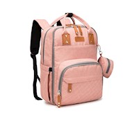 Mochila Bolso Pañalera Multiusos Laptop Puerto USB - Rosado