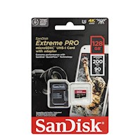 SANDISK MEMORIA MICRO SD EXTREME PRO 128GB 4K 200MB/S A2 U3 - NEGRO