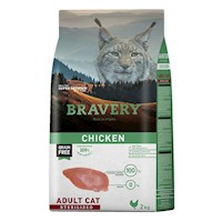Comida para Gatos Bravery Adultos Esterilizados Pollo 2kg