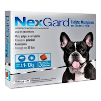 Antipulgas Masticable para Perros Nexgard 4-10kg 3 Tabletas