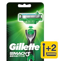 Gillette Mach3 Sensitive Máquina Recargable + 2 cartuchos