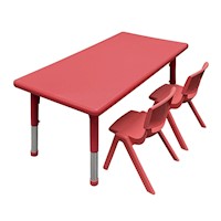 Mesa Rectangular para niños - Altura variable  + 2 sillas  Color Rojo