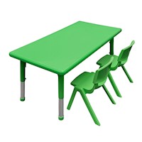 Mesas escolares de altura graduable + 2 sillas color verde