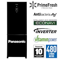 Refrigeradora Panasonic Bottom Freezer BB71 480L Inverter Color Negro Espejado