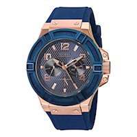 Reloj Guess Acero Azul con Oro Rosa y Silicona Azul U0247G3