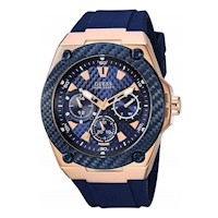 Reloj Hombre Guess Acero Azul con Oro Rosa y Silicona Azul U1049G2