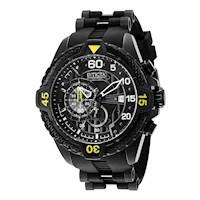 Reloj Hombre Invicta Aviator Acero Negro y Silicona Negra 36422