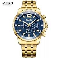 Reloj Megir Acero Dorado y Azul MEG-45