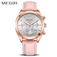 Reloj Mujer Megir Acero Oro Rosa y Cuero Rosado MEG-M-2
