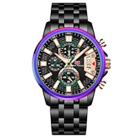 Reloj Minifocus Acero Negro y Morado MIN-22