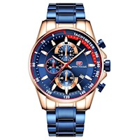 Reloj Hombre Minifocus Acero Oro Rosa y Azul MIN-28