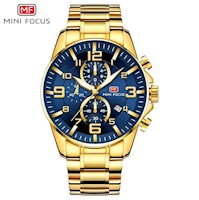 Reloj Hombre Minifocus Acero Dorado y Azul MIN-26