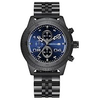 Reloj Minifocus Acero Negro y Azul MIN-31