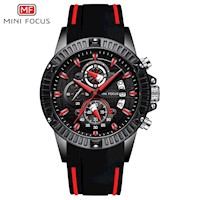 Reloj Minifocus Acero Negro y Silicona Negro Rojo MIN-11