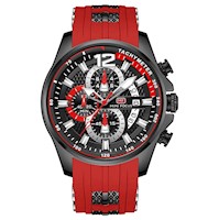 Reloj Minifocus Acero Negro y Silicona Rojo MIN-17