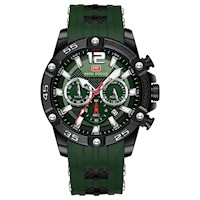 Reloj Minifocus Acero Negro y Silicona Verde MIN-5