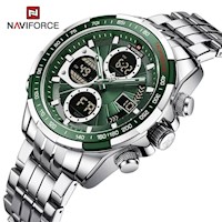 Reloj Hombre Naviforce Acero Plateado y Verde NAV-48