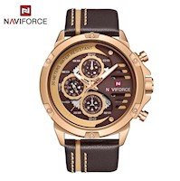 Reloj Hombre Naviforce Acero Oro Rosa y Cuero Marrón NAV-37