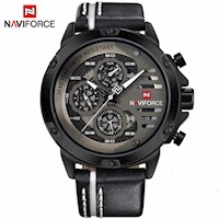 Reloj Naviforce Acero Negro y Cuero Negro NAV-38