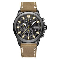 Reloj Ruimas Acero Negro y Cuero Marrón RUI-5