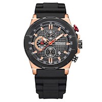 Reloj Hombre Ruimas Acero Oro Rosa Negro y Silicona Negro RUI-23
