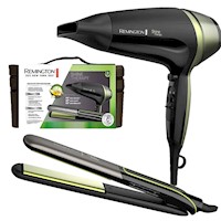 Combo Remington Alisador y Secador D13A-S12A SHINE THERAPY en Neceser