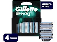 Gillette Mach3 Cartuchos para Afeitar 4 unidades