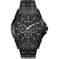 BULOVA RELOJ DE CUARZO PARA HOMBRE, MULTIFUNCIÓN, DÍA/FECHA, ESFERA NEGRA
