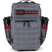 MOCHILA TÁCTICA WOLFPAK 45L GRIS PARA ACTIVIDADES AL AIRE LIBRE, CON PARCHES