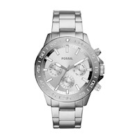RELOJ FOSSIL BANNON DE ACERO INOXIDABLE, MULTIFUNCIÓN, RESISTENTE AL AGUA, CON