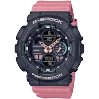 RELOJ CASIO G-SHOCK ROSA PARA MUJER CON BANDA DE RESINA, MODELO GMAS140-4A, DIS