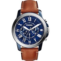 FOSSIL RELOJ DE HOMBRE CON CRONÓGRAFO, ACERO INOXIDABLE Y CUERO, RESISTENTE AL