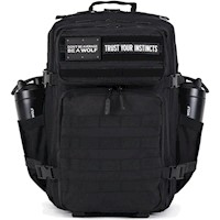 MOCHILA TÁCTICA WOLFPAK 45L COLOR NEGRO ALFA PARA ACAMPAR Y SENDERISMO