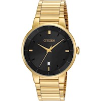 RELOJ CITIZEN BI5012-53E CUARZO MASCULINO ACERO INOXIDABLE DORADO CLÁSICO Y