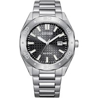 RELOJ CITIZEN HOMBRE ECO-DRIVE, DEPORTIVO, ESFERA NEGRA, ACERO INOXIDABLE,