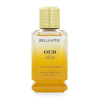 PERFUME BELLAVITA OUD GOLD ÁRABE INTENSO EDP NOTAS CARAMELO ORRIS ROSA JAZMÍN