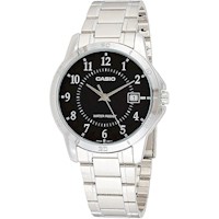 CASIO MTP-V004D-1B RELOJ DE ACERO INOXIDABLE CON ESFERA NEGRA Y MOVIMIENTO DE C